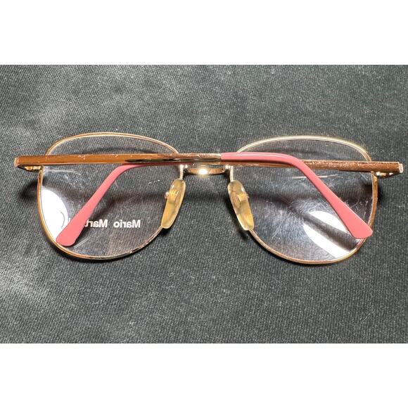 Vintage 1990s Pink Gold Eyeglasses Slim Rectangular Wire Frames Optical - Picture 6 of 10
